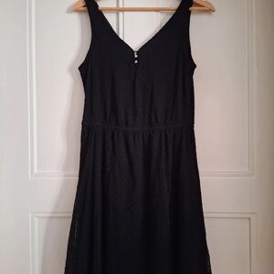 Promod Black Midi Dress with Button Detail